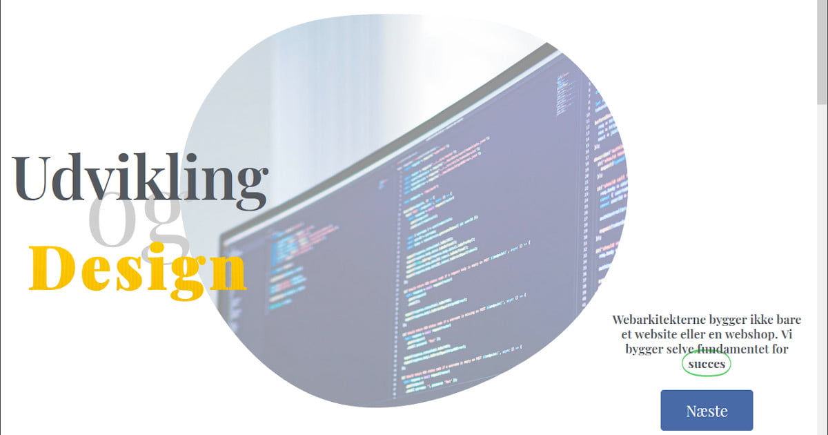 Udvikling, programmering og design af og website arkitekterne